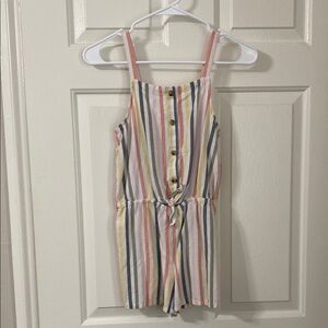 Old Navy Kids Sleeveless Linen-Blend Button-Front with Tie Detail Girls Romper